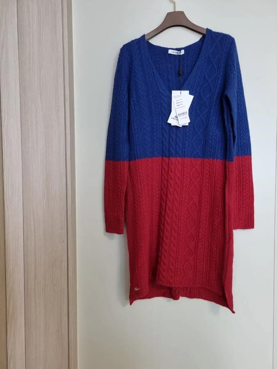 라코스테 케이블 니트 원피스 블루/레드 새상품 정가318000