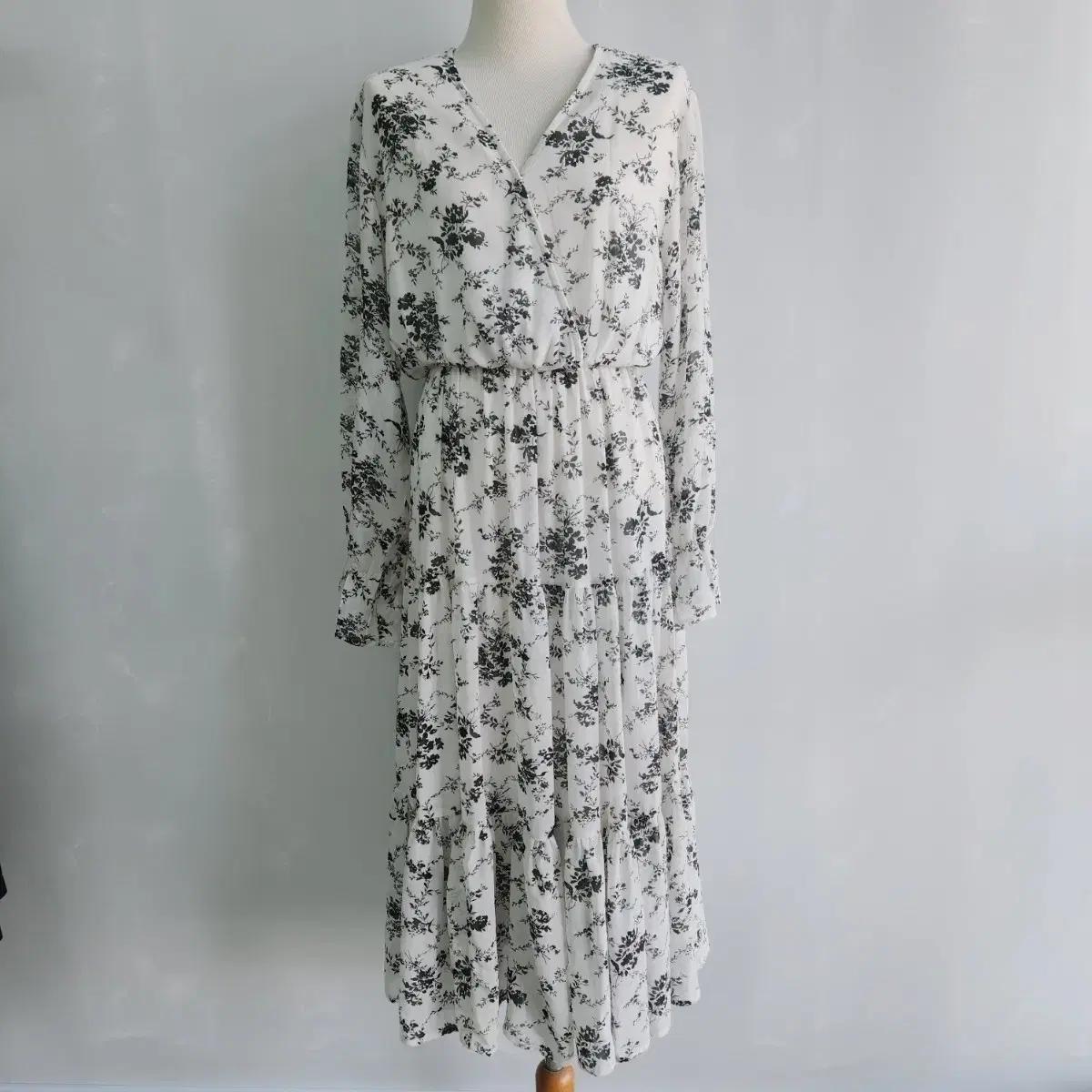 a44 핫핑 롱 랩원피스 긴팔 쉬폰 2사이즈