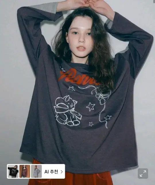 론론 COLORED CRAYON CAT LONG SLEEVE VINTAG