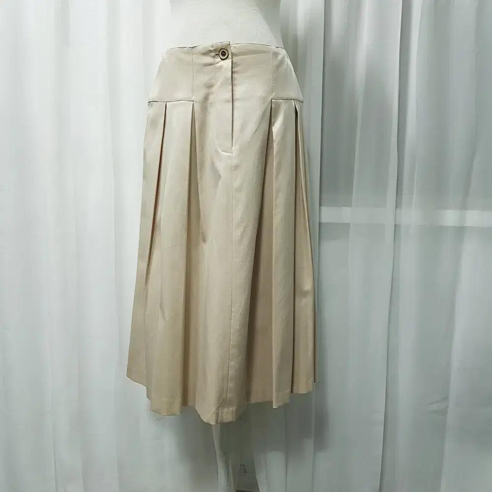 JPN 빈티지 광택 새틴 오피스룩 A라인 미디 스커트 여28 A551