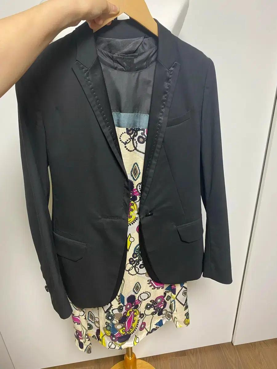 시스템 _ 블랙 여성 정장 자켓 + 민소매 린넨 원피스 세트