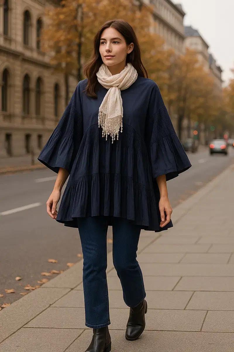 Y MOU 플리츠 볼륨 블라우스