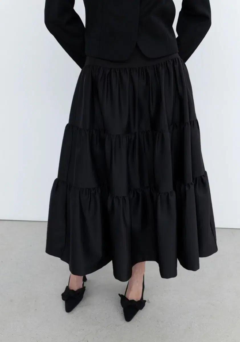 Thetis 더티스 스커트 triple tiered skirt 블랙 S
