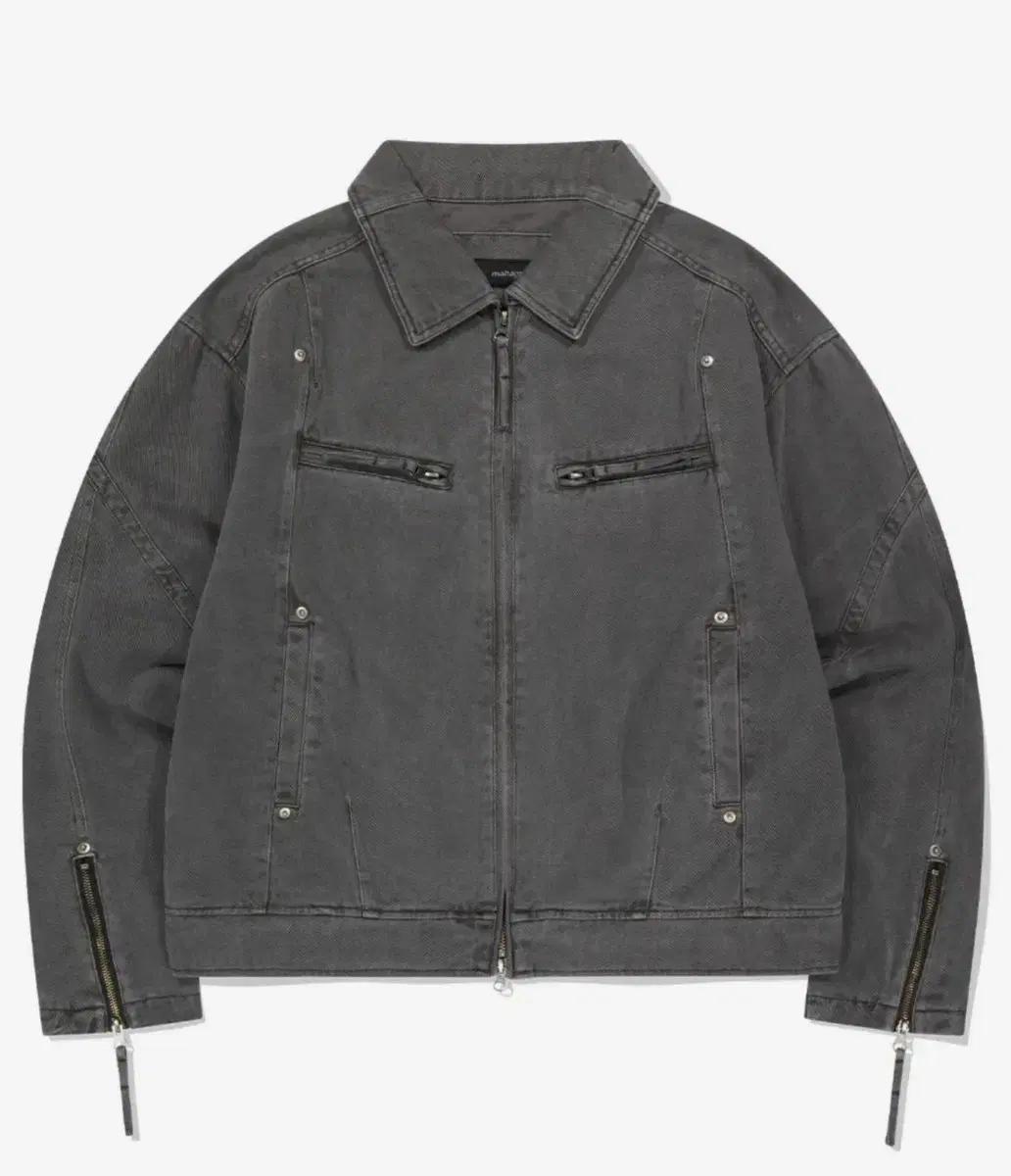 마하그리드 OVERDYED BIKER JACKET CHARCOAL