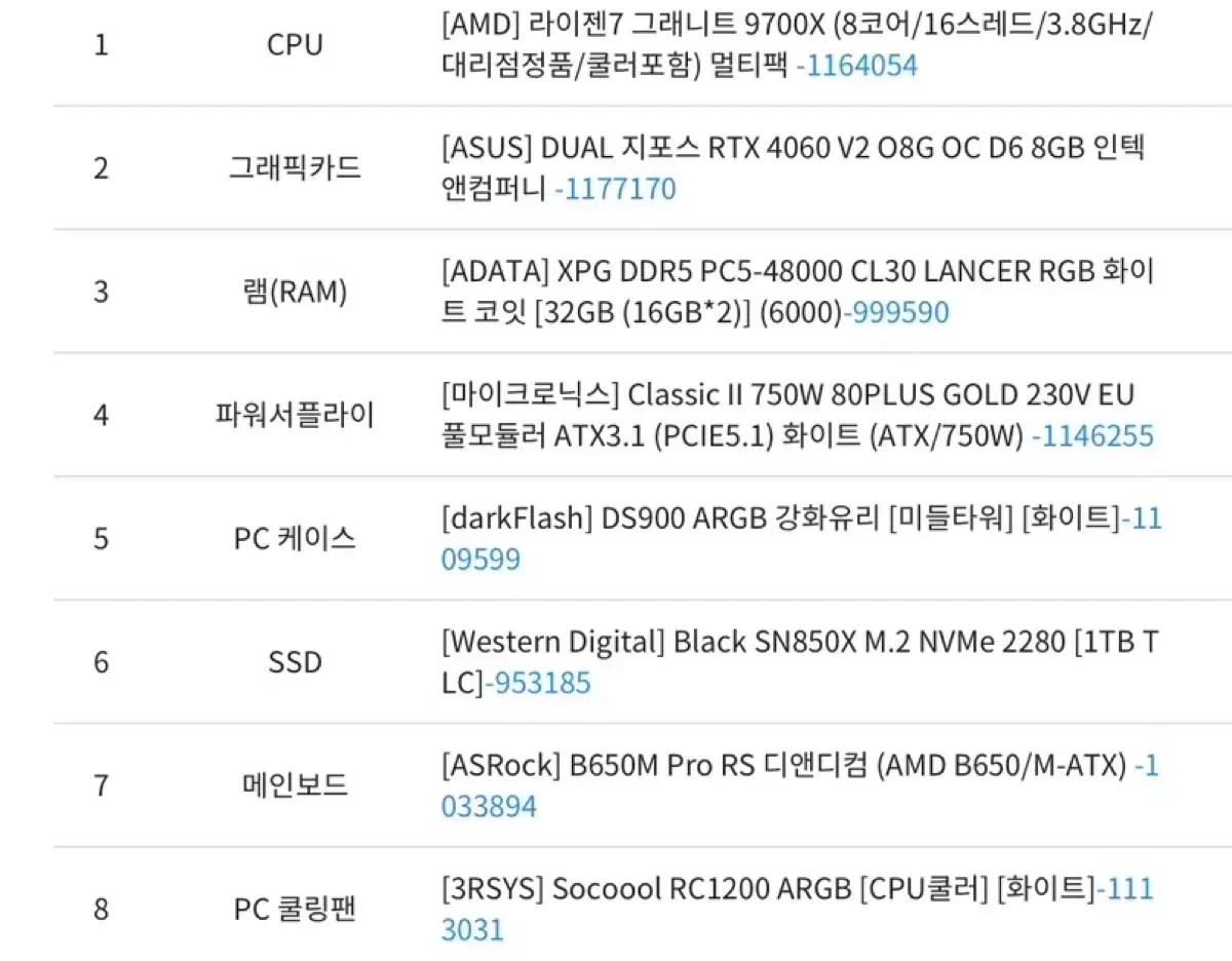 AMD 라이젠7 9700X, ASUS RTX 4060
