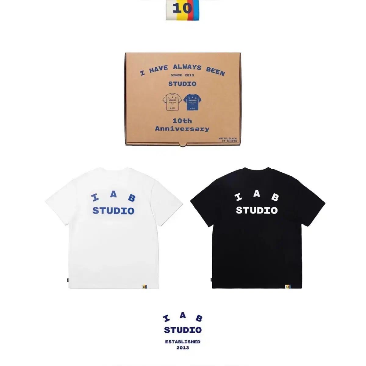 IAB STUDIO 아이앱 스튜디오 10주년 기념 티셔츠 화이트+블랙 X