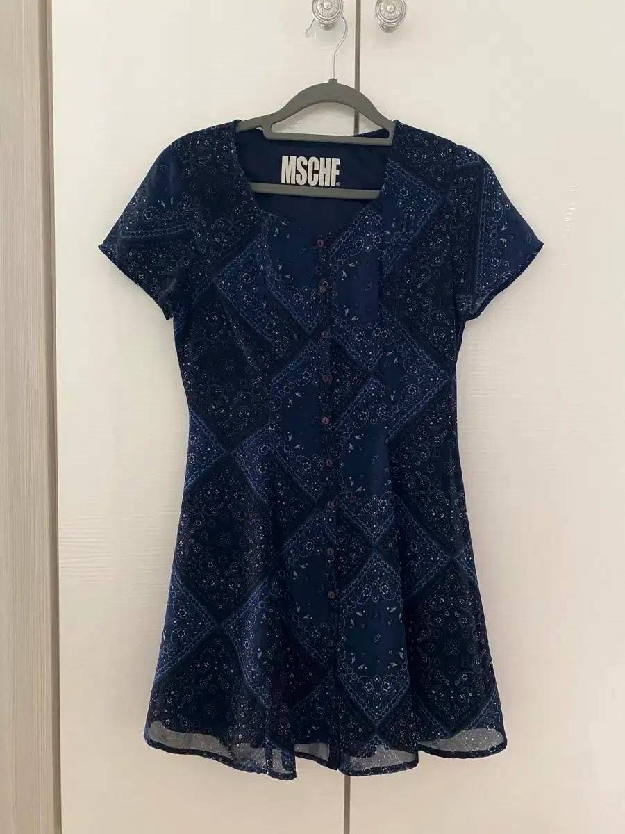 미스치프 페이즐리 원피스 네이비