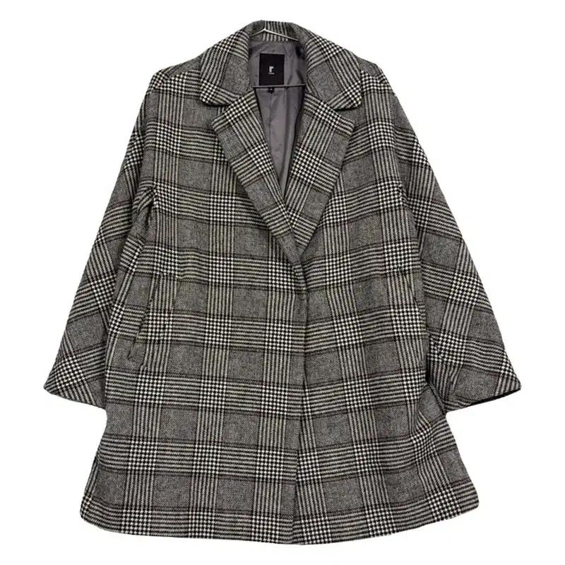 레노마 체크 그레이 울 롱 코트 6