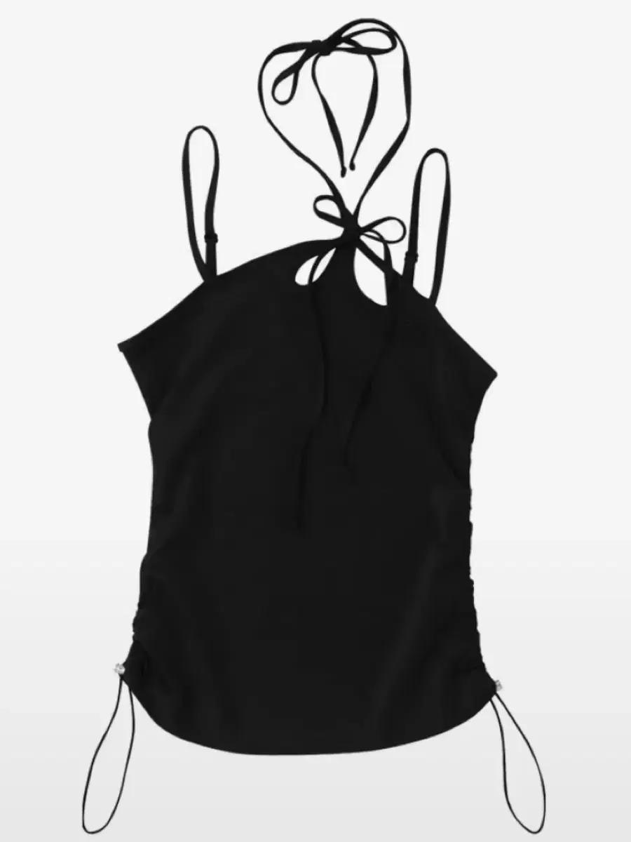 널디 우먼스 스트링 홀터 넥 슬리브리스 탑