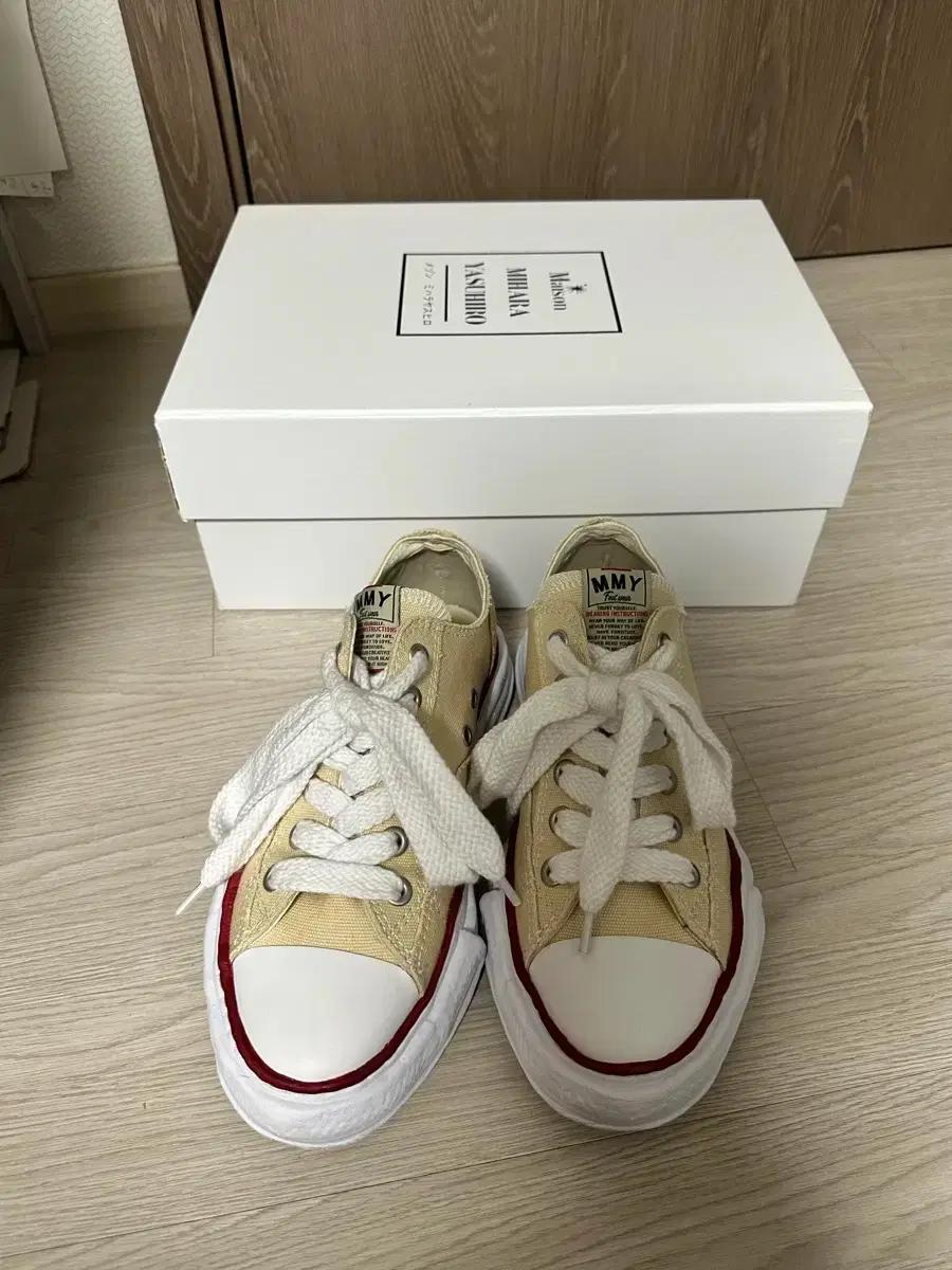 메종 미하라 야스히로 피터슨 OG 솔 캔버스 로우탑 스니커즈 내츄럴 39