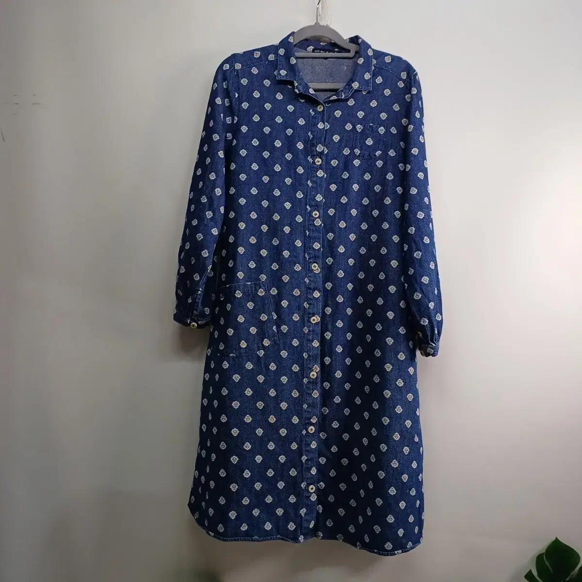 패턴 데님 롱 셔츠 원피스 90사이즈봄가을 59295