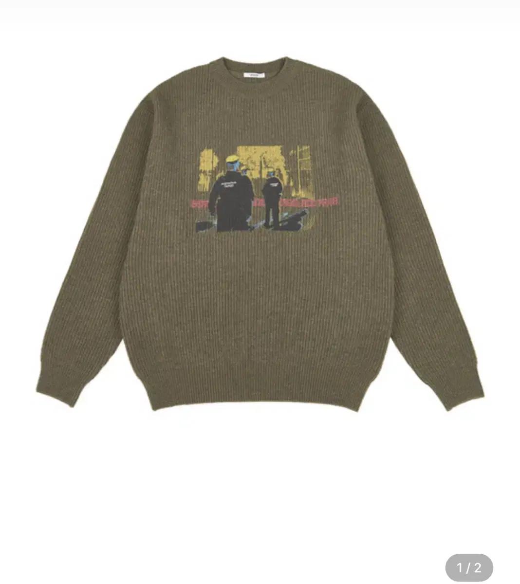 etce 니트 OFFICER HALF RIB KNIT KHAKI (L)