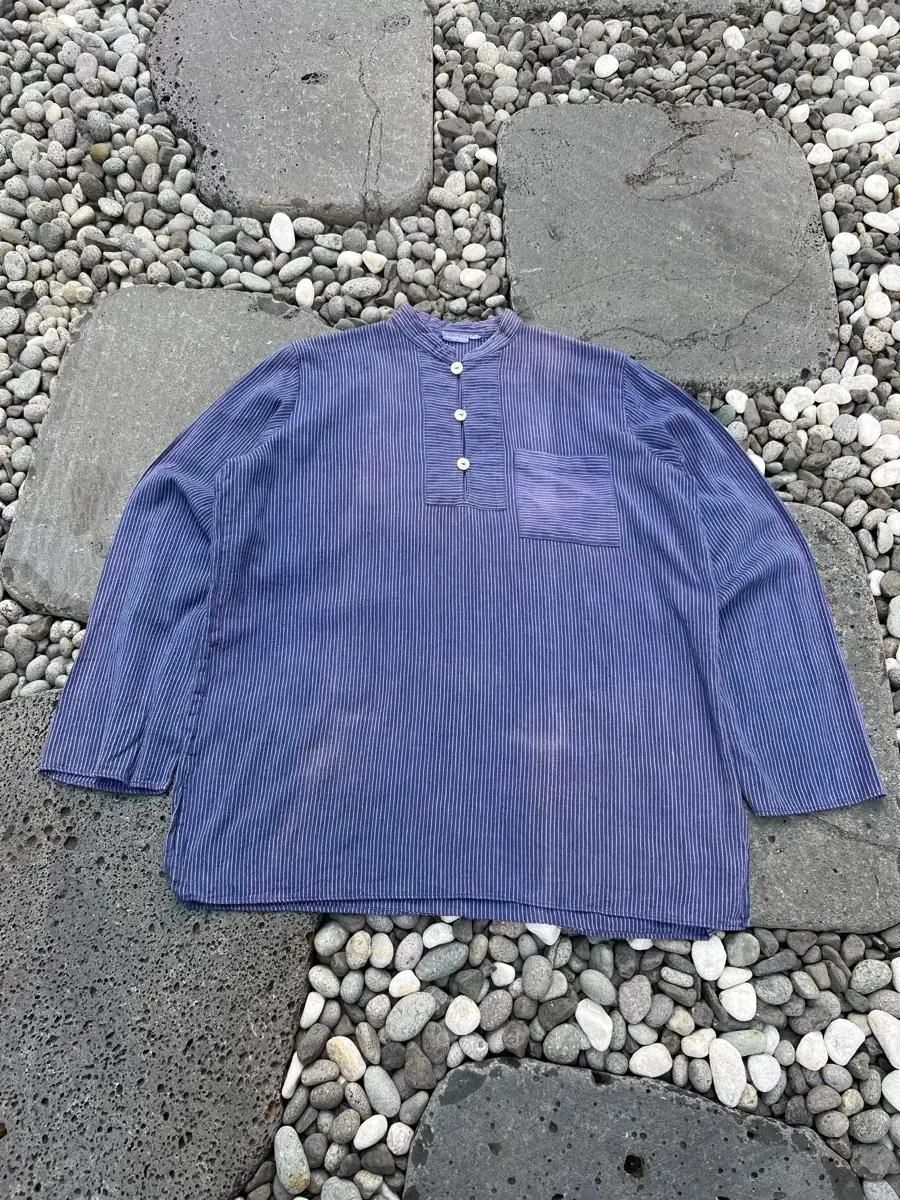 SUN FADED OLD EURO 히코리스트라이프 빈티지피셔맨셔츠