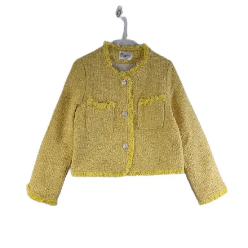 J4763 FASHION 여FREE 노랑 트위드 자켓
