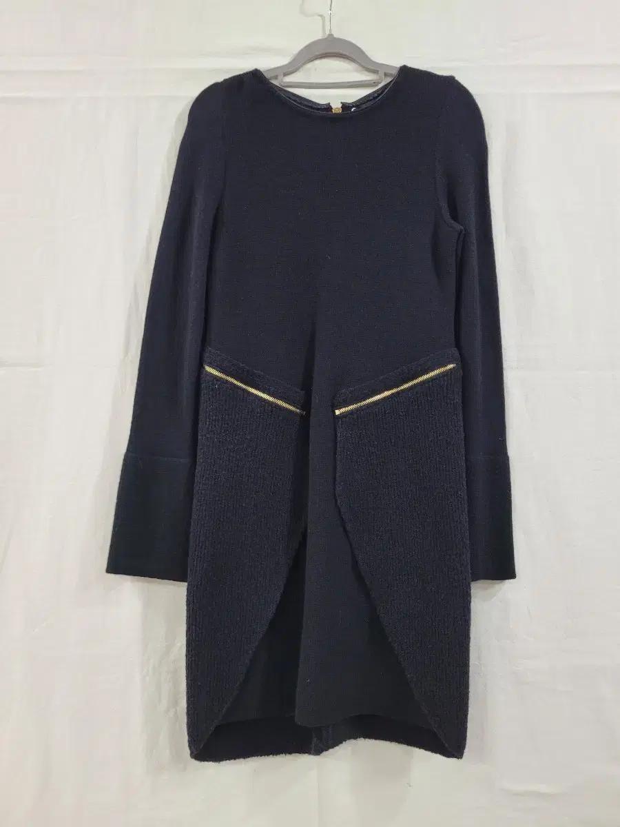 시스템 SYSTEM 긴팔 미니 울 100% 니트 원피스 S