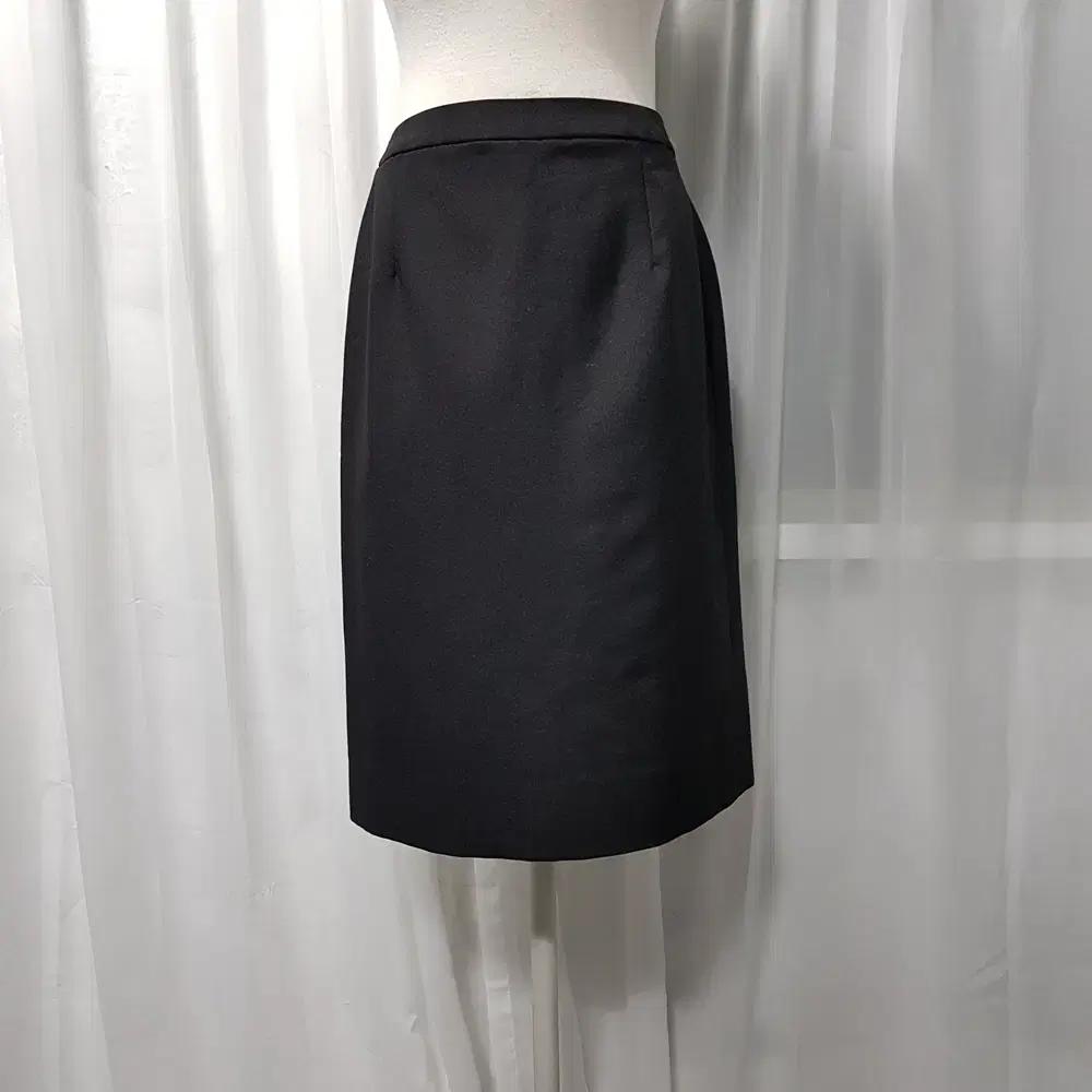 빈티지 검정 오피스룩 하객룩 펜슬 H라인 미디 스커트 여25 A943