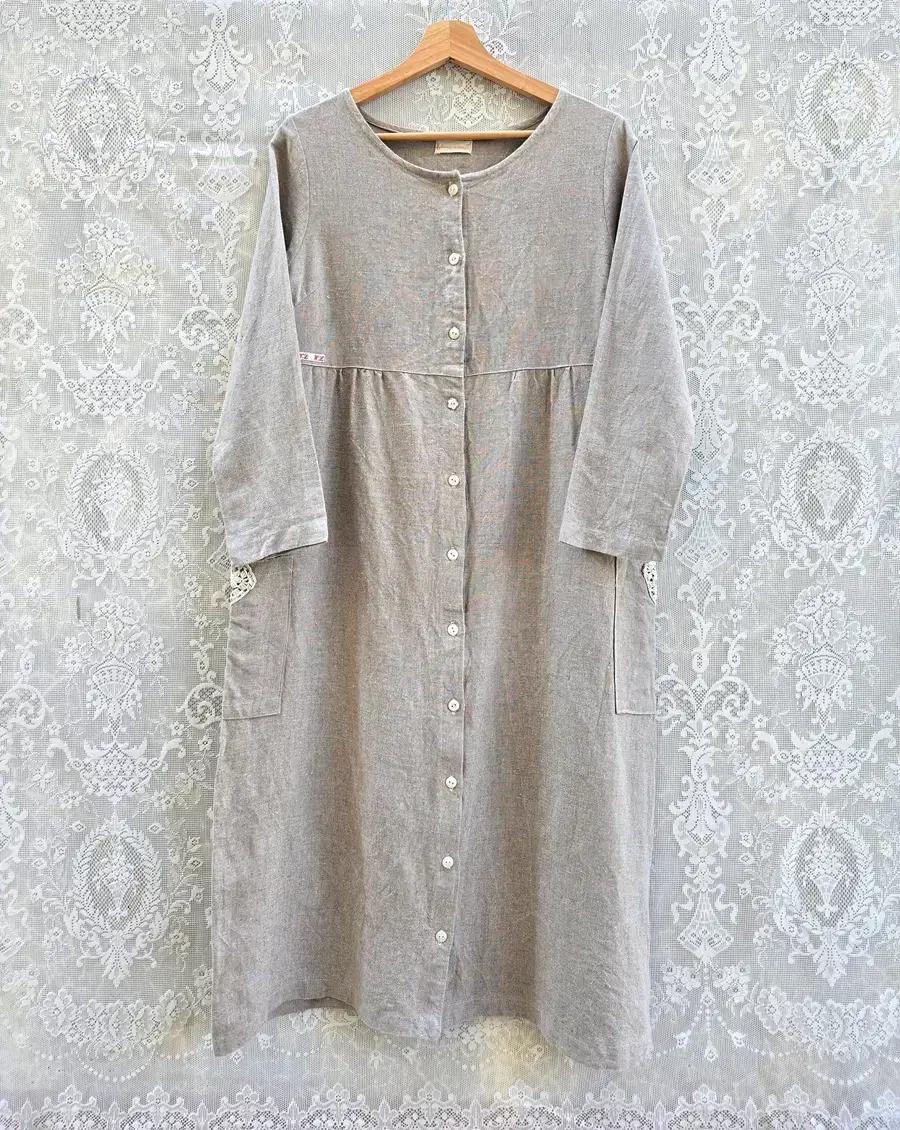 프랑스 햄프리넨  핸드메이드 원피스