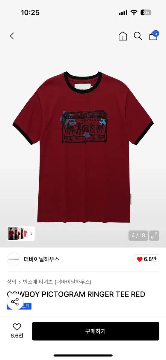 더바이닐하우스 COWBOY PICTOGRAM RINGER TEE RED