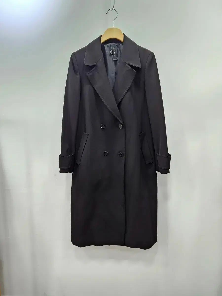 에셀리아 블랙 더블 버튼 롱 트렌치코트 S (벨트x)