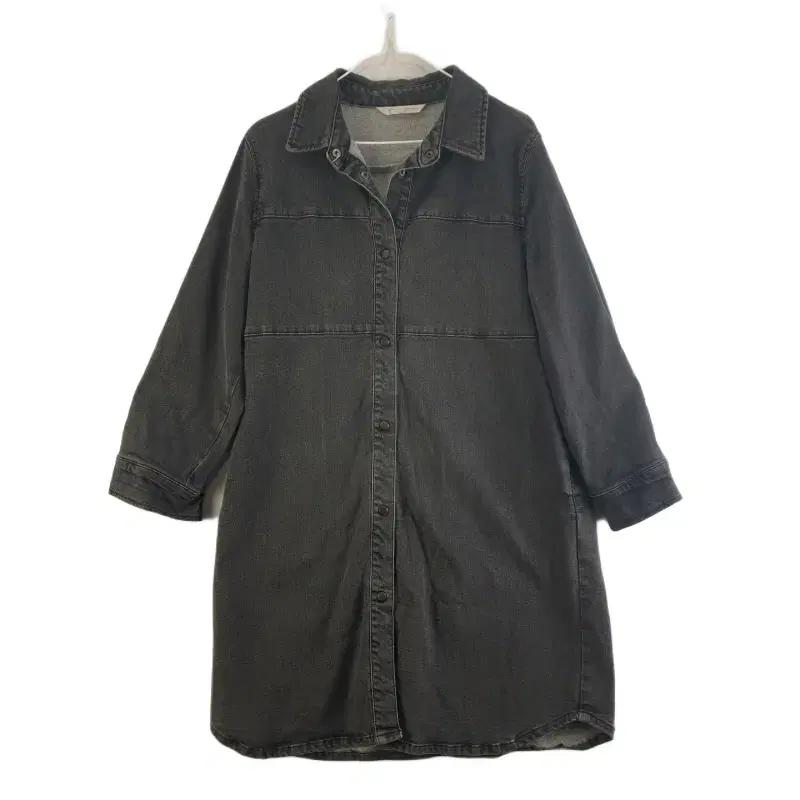 J8570 GIVY 여85-160 블랙 데님 롱 셔츠 원피스