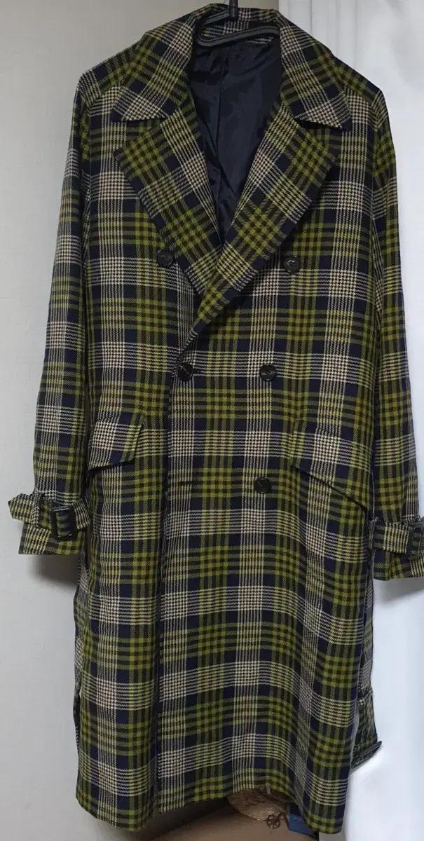 시스템옴므 체크 더블버튼 롱 트렌치코트