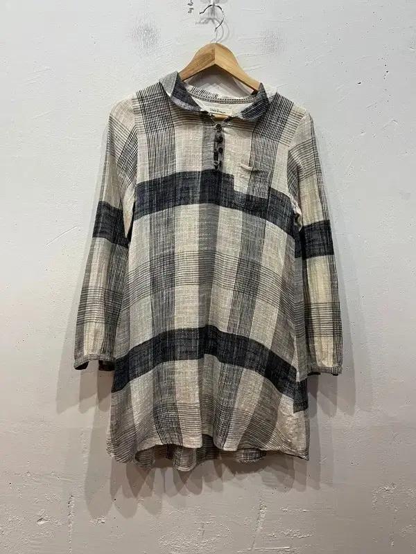 일본빈티지 SHELL BROWN 내추럴 블라우스 원피스