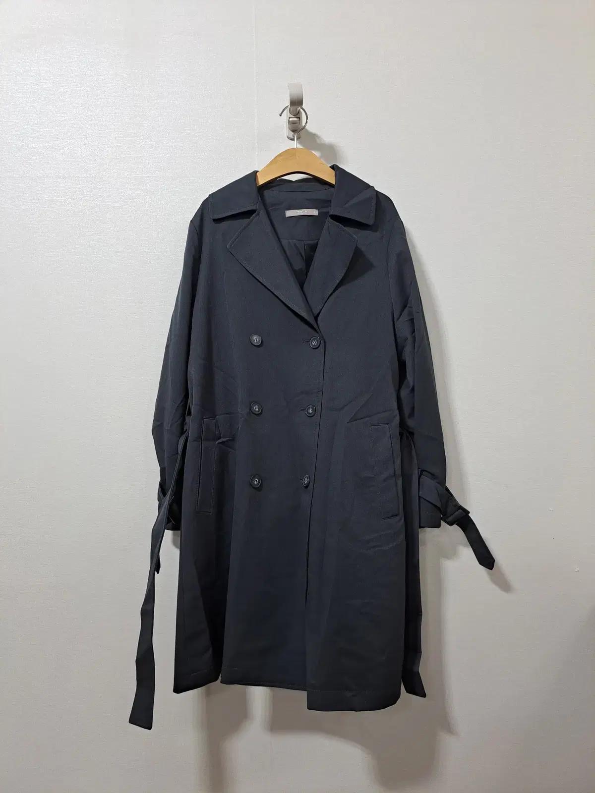 TNGT W 여성 봄가을 트렌치 코트 더블 코트 블랙 M