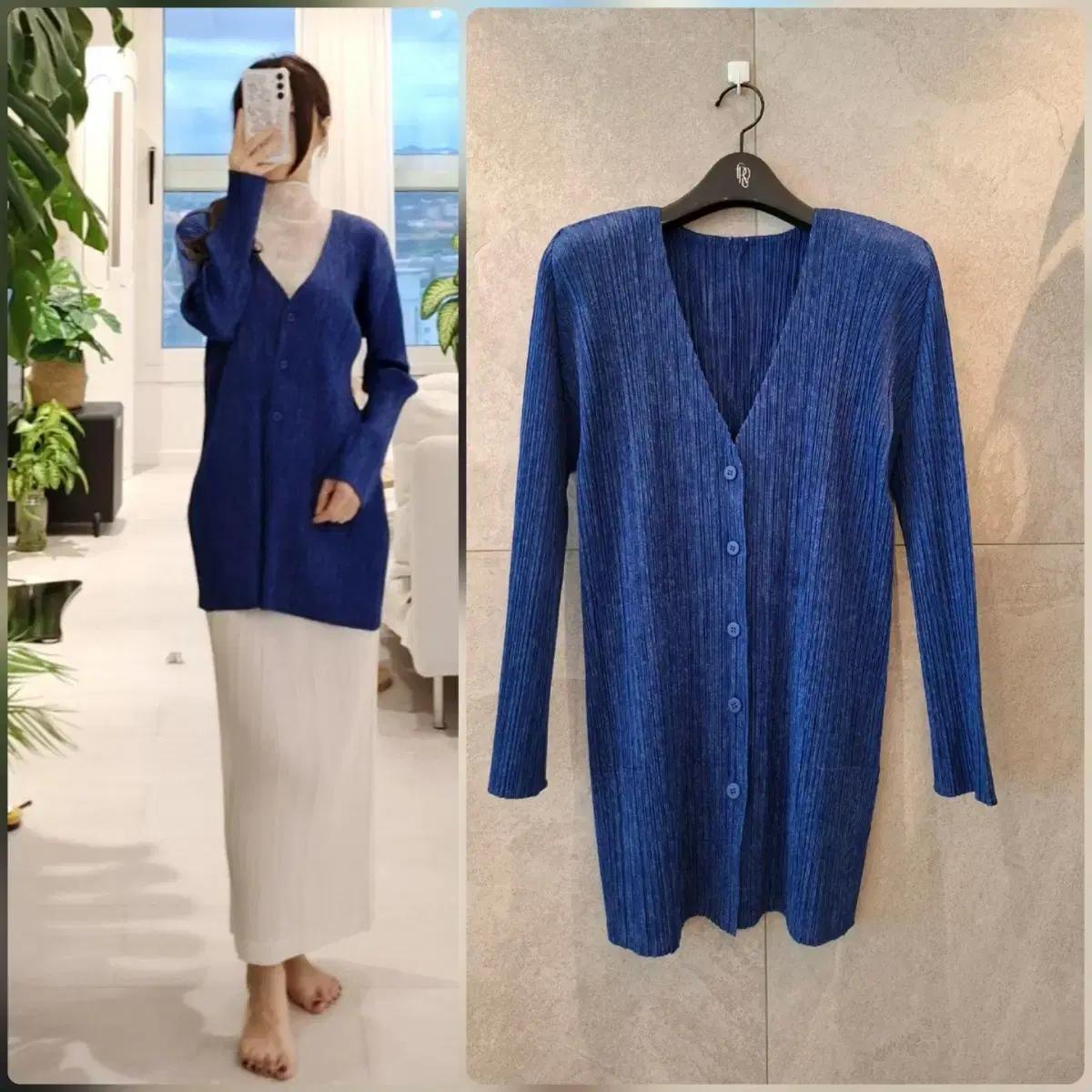 플리츠플리즈 롱 가디건 블루3 이세이미야케