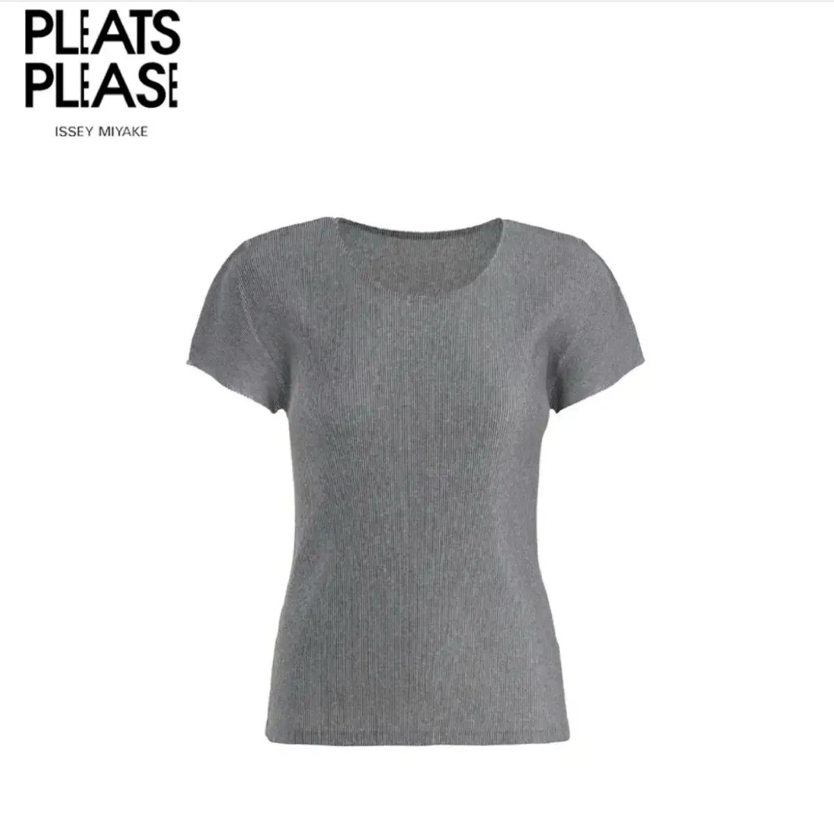 플리츠플리즈 베이직 미스트 라운드넥 그레이