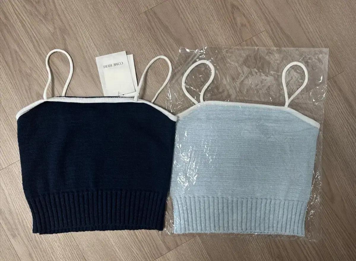 COME HERE 니트 끈 뷔스티에 튜브탑 (네이비/소라) 새상품