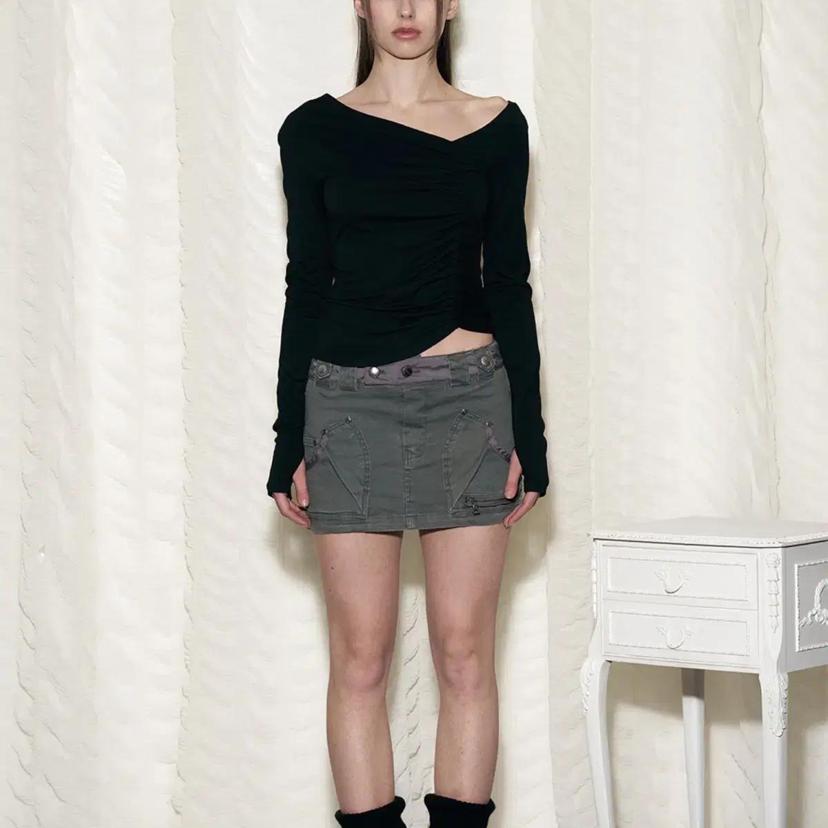 플리즈노팔로우 카밀라 포켓 미니스커트 카키 s