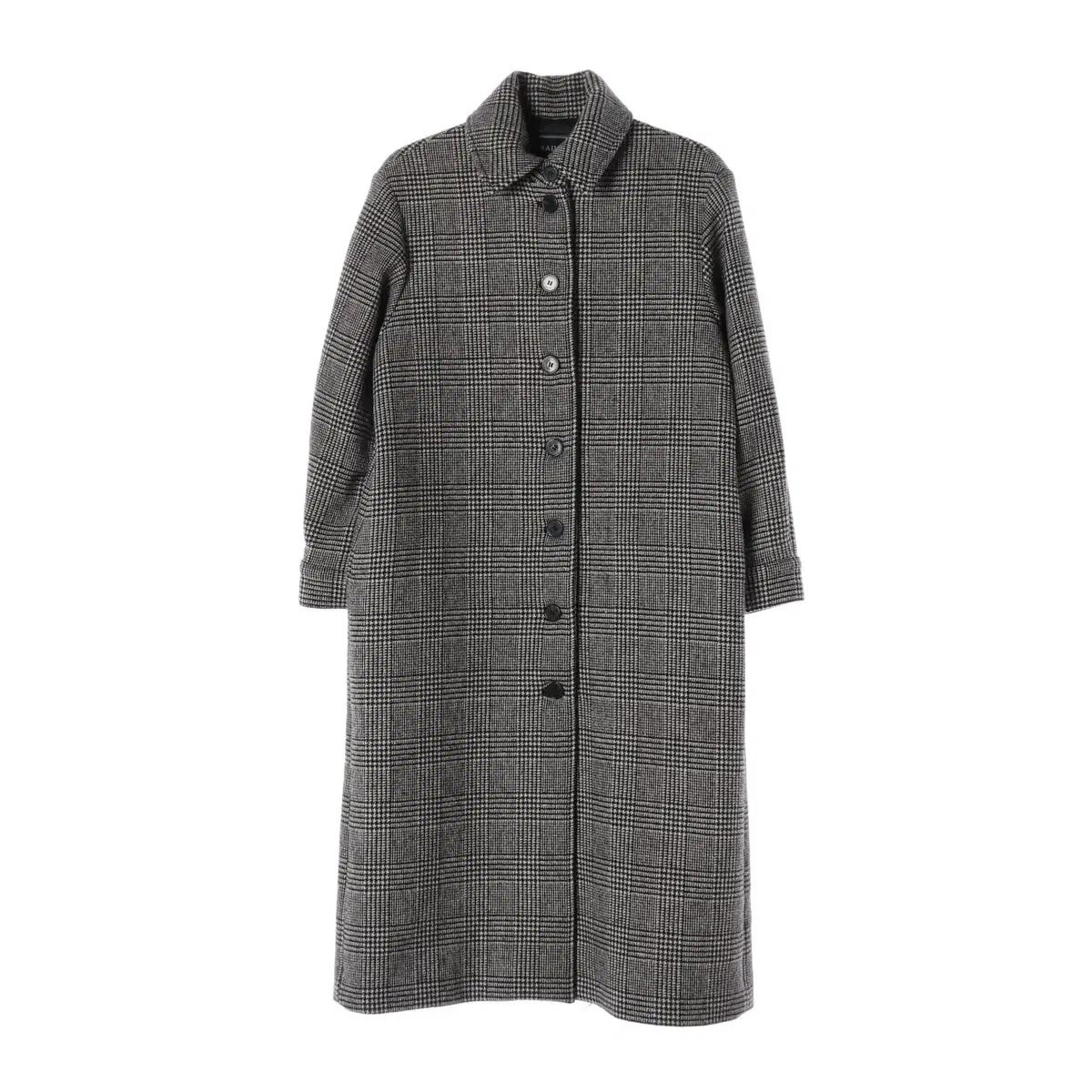 [M]레이브 울71% 체크 싱글 울 롱코트 발마칸코트