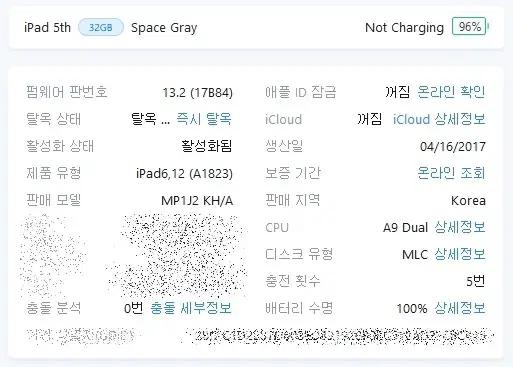 iPad (5세대)Wi-Fi + Cellular 32g 스그 S급팝니다.