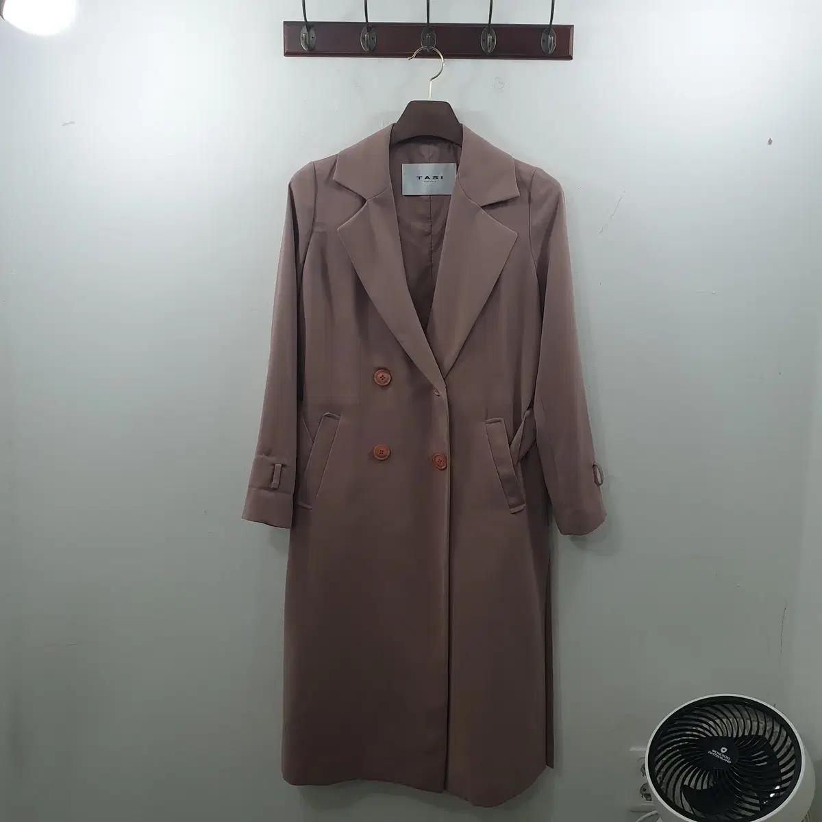 S TASI 여성 브라운 롱 코트 가벼운 트렌치코트 자켓