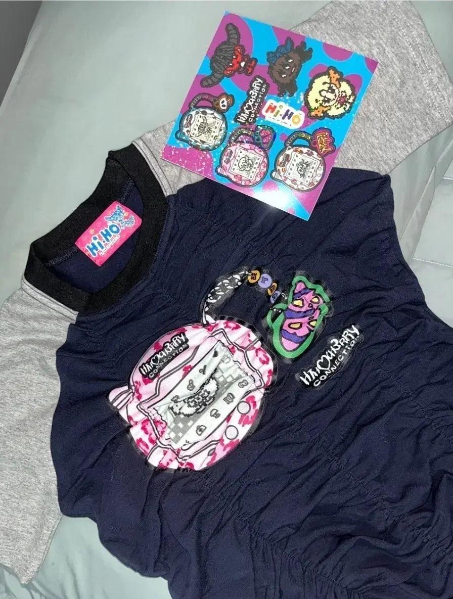 하이호체리 Tamago friends 다마고치 티셔츠 슈슈룬 캐캐체