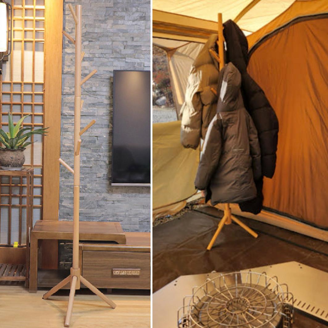 캠핑 옷정리 우드 행거 아이보리 조립식 텐트 옷걸이 간편설치 조립 옷행어