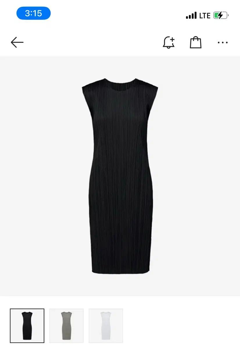 W) 플리츠 플리즈 이세이 미야케 베이직 프렌치 슬리브 드레스 블랙 4사