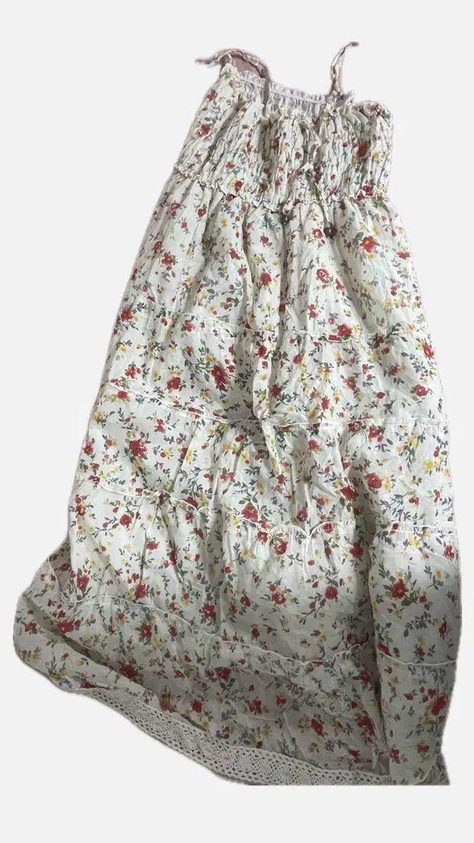 연노랑 빈티지 꽃무늬 롱원피스