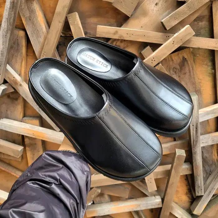 남자 천연 소가죽 키높이 블로퍼 뮬 샌들 4size