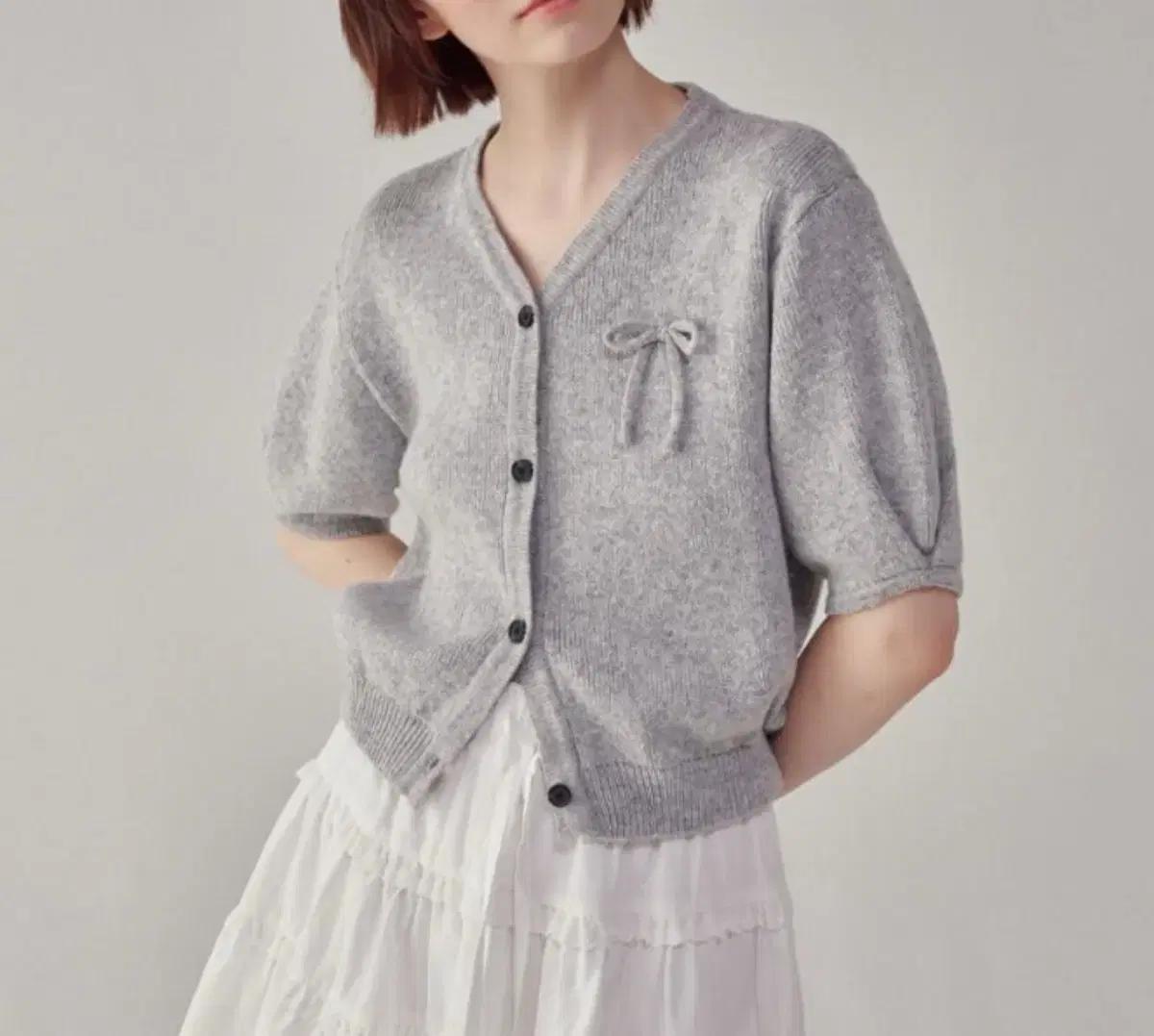 론론 Ronron 그레이 반팔 니트 가디건 (상태 좋음)