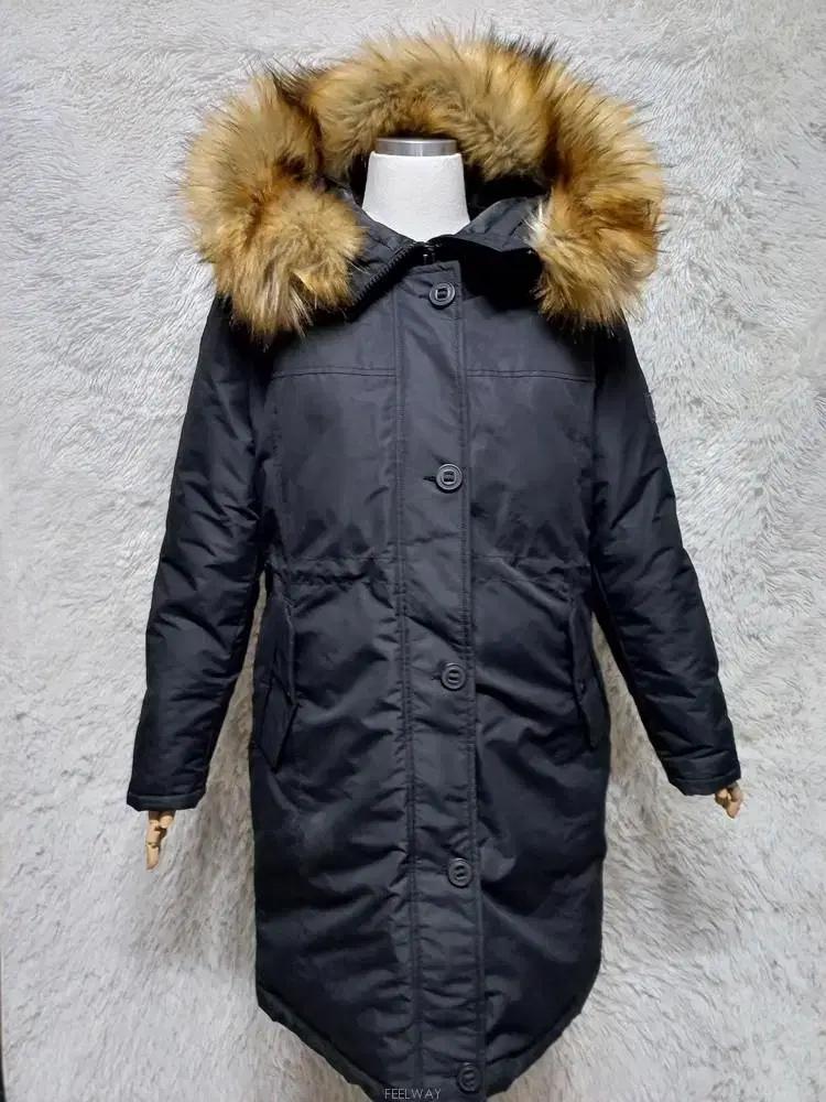 EXR이엑스알 정품 여자 겨울용 여성 퍼장식 후드롱패딩점퍼코트100