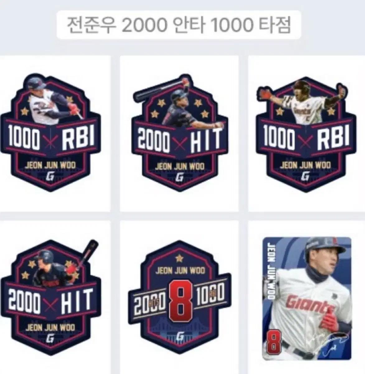 롯데 자이언츠 시즌2 전준우 6종 세트 띠부씰  판매