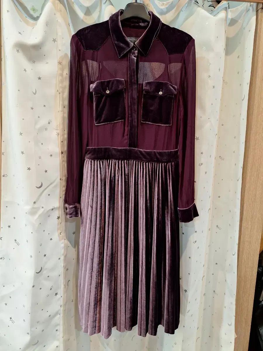 메릴링 시스루 셔츠 벨벳 원피스