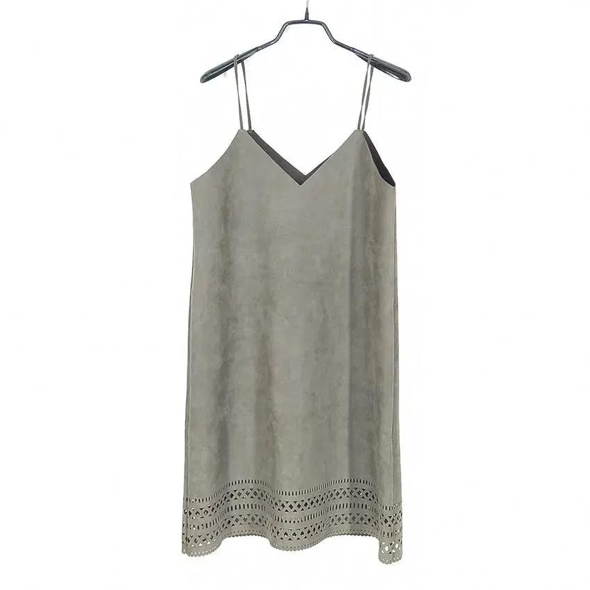 인디브랜드 여성 얇은춘추 스웨이드 미니원피스 카키 (HU40658)