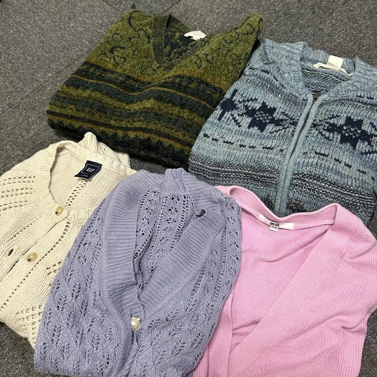 6개 빈티지 니트 세트 노르딕 니트집업 패턴 니트 가디건 오프숄더 코디등