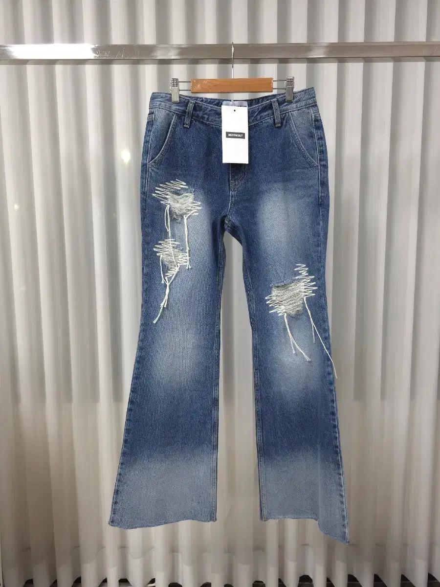 새상품 오드원아웃 ODDONEOUT블리치드 스크래치 블루 데님