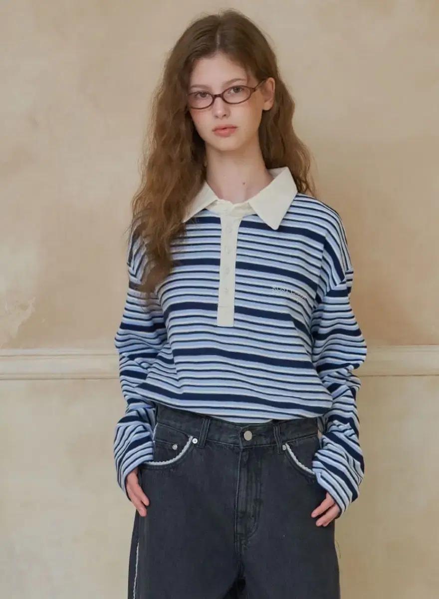 론론 헨리넥 스트라이프 롱슬리브 티셔츠 미스치프 카키포인트 스컬프터