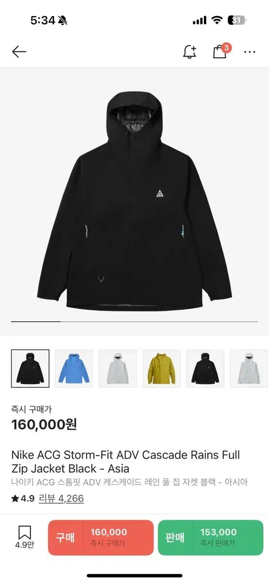 나이키 ACG 스톰핏 블랙 풀집업 자켓