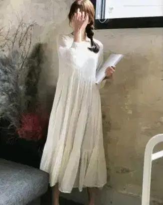 교신쉬폰 캉캉 원피스 드레스 (하객룩 피로연 셀프웨딩 브라이덜샤워 임부복