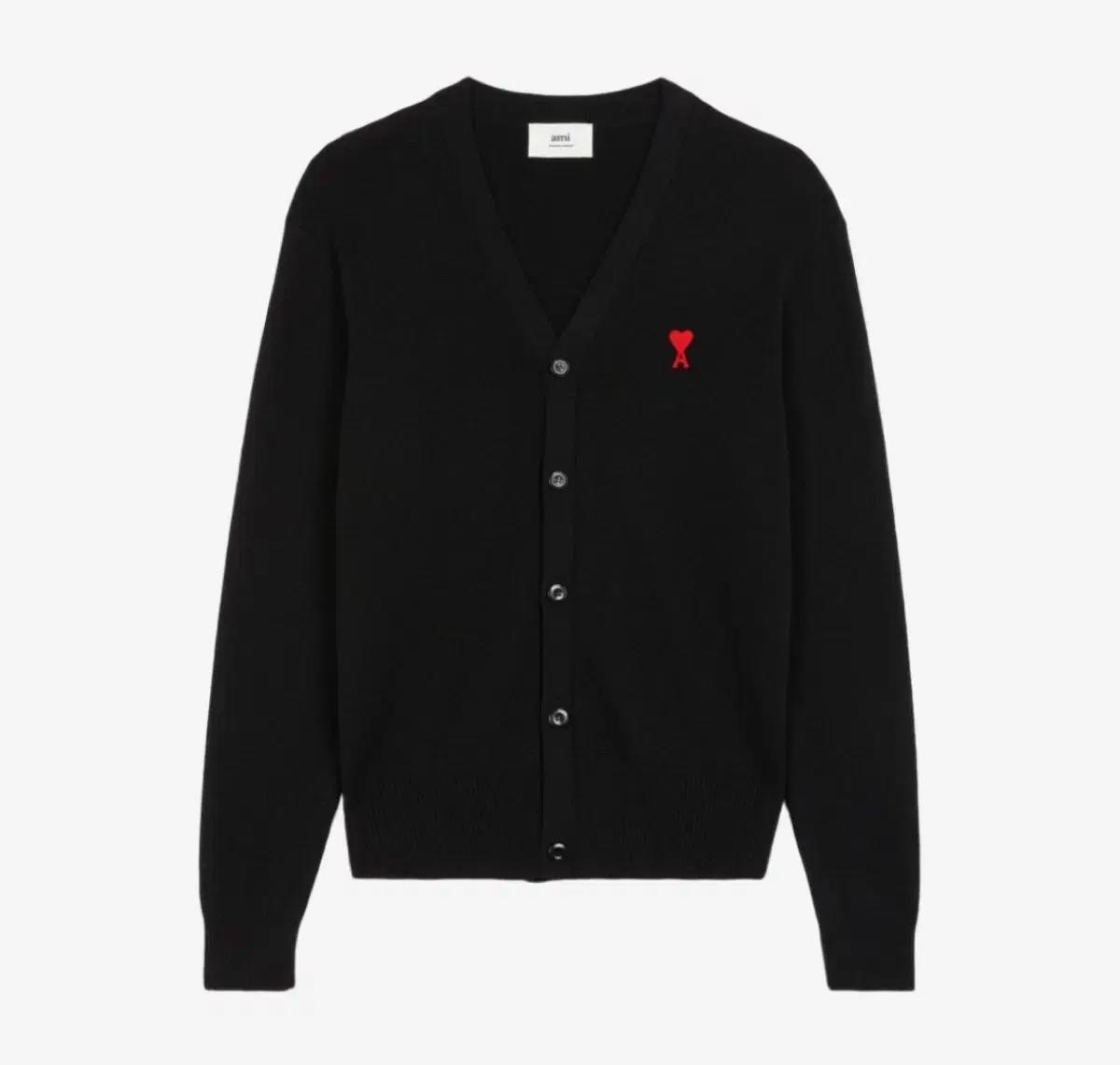 아미 스몰 하트 로고 울 가디건 블랙 XL